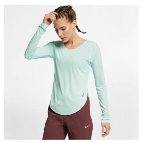 Nike Tops - Nike City Sleek Long Sleeve Top Teal/Silver Medium